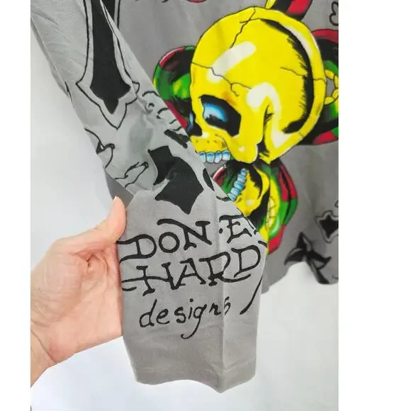 Vintage Ed Hardy Men's XL Skull Snake Graphic Long Sleeve Tee Y2K Streetwear - Picture 10 of 13